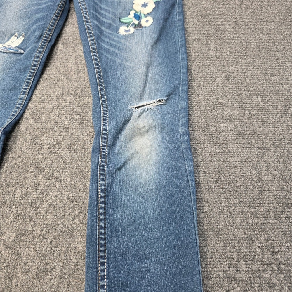 Levi's 711 Skinny‎ Jeans Girls Size 12 Reg Blue Distressed Floral Hummingbird - Picture 9 of 12
